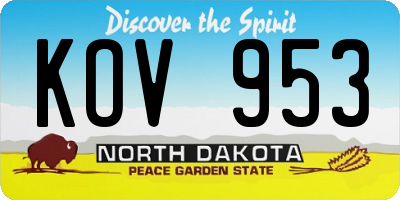 ND license plate KOV953