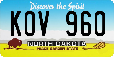 ND license plate KOV960