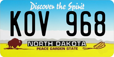 ND license plate KOV968