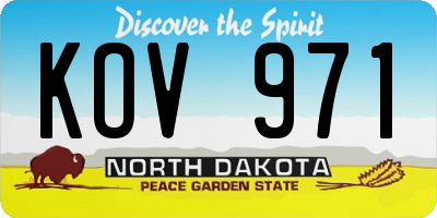 ND license plate KOV971