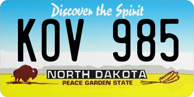 ND license plate KOV985