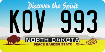 ND license plate KOV993