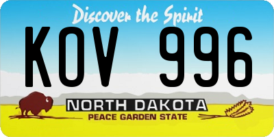 ND license plate KOV996