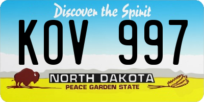 ND license plate KOV997