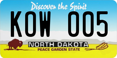 ND license plate KOW005