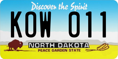 ND license plate KOW011