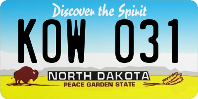 ND license plate KOW031