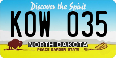ND license plate KOW035