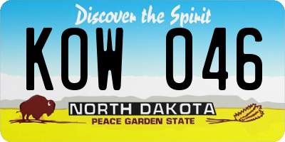 ND license plate KOW046