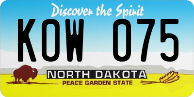 ND license plate KOW075