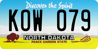 ND license plate KOW079