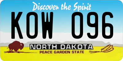 ND license plate KOW096