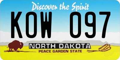 ND license plate KOW097