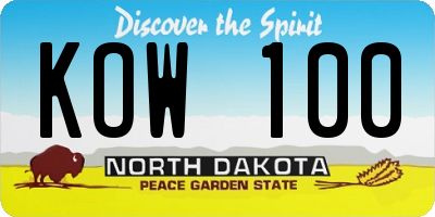 ND license plate KOW100