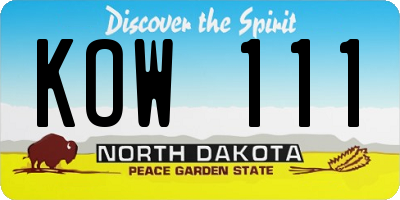 ND license plate KOW111