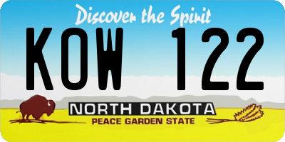 ND license plate KOW122