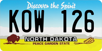 ND license plate KOW126