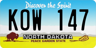 ND license plate KOW147