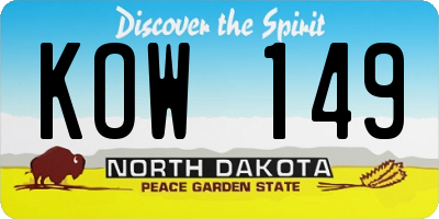 ND license plate KOW149