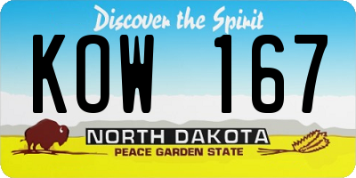 ND license plate KOW167