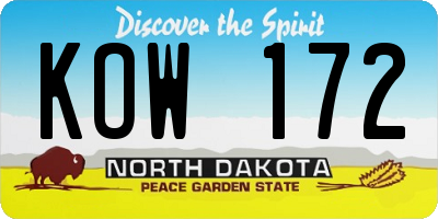 ND license plate KOW172