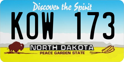 ND license plate KOW173