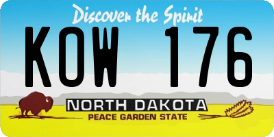 ND license plate KOW176