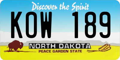 ND license plate KOW189