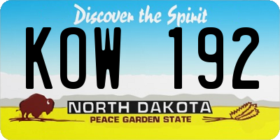 ND license plate KOW192