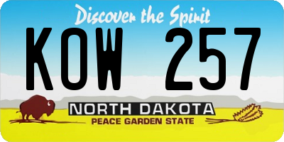 ND license plate KOW257