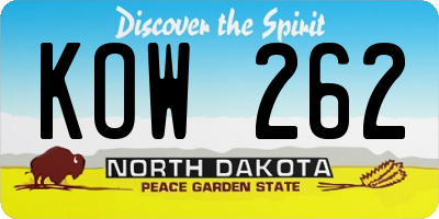 ND license plate KOW262