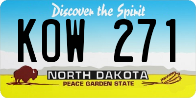 ND license plate KOW271