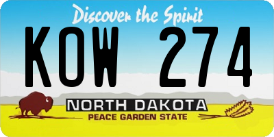 ND license plate KOW274