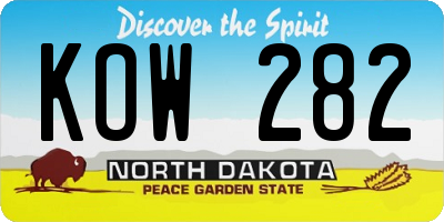 ND license plate KOW282