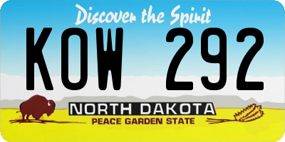 ND license plate KOW292