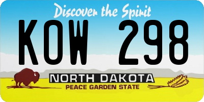 ND license plate KOW298