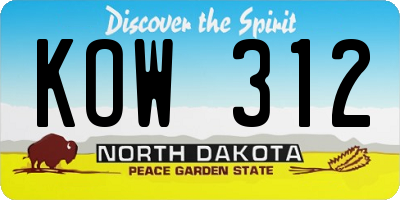 ND license plate KOW312
