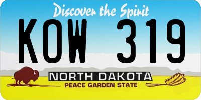 ND license plate KOW319