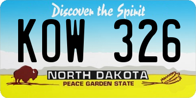 ND license plate KOW326