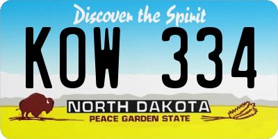 ND license plate KOW334