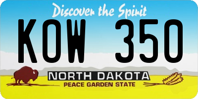 ND license plate KOW350