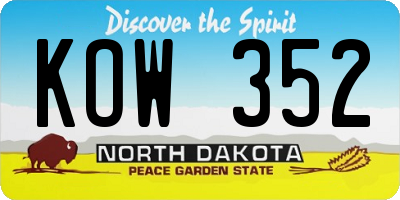 ND license plate KOW352