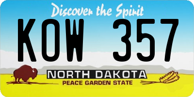 ND license plate KOW357