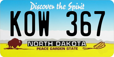 ND license plate KOW367