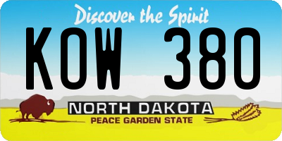 ND license plate KOW380