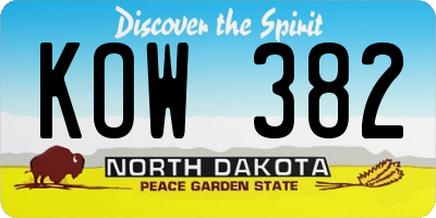 ND license plate KOW382