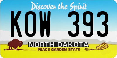 ND license plate KOW393