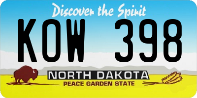 ND license plate KOW398