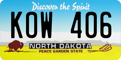 ND license plate KOW406