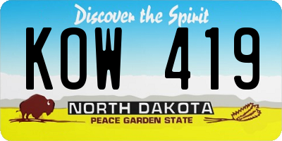 ND license plate KOW419